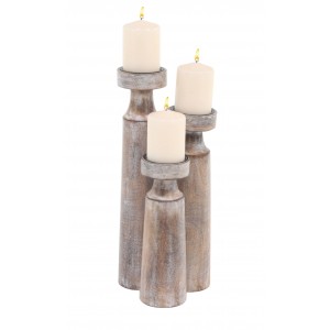 Foundry Select Rustic Cylindrical 3 Piece Candlestick Set FNDS1441